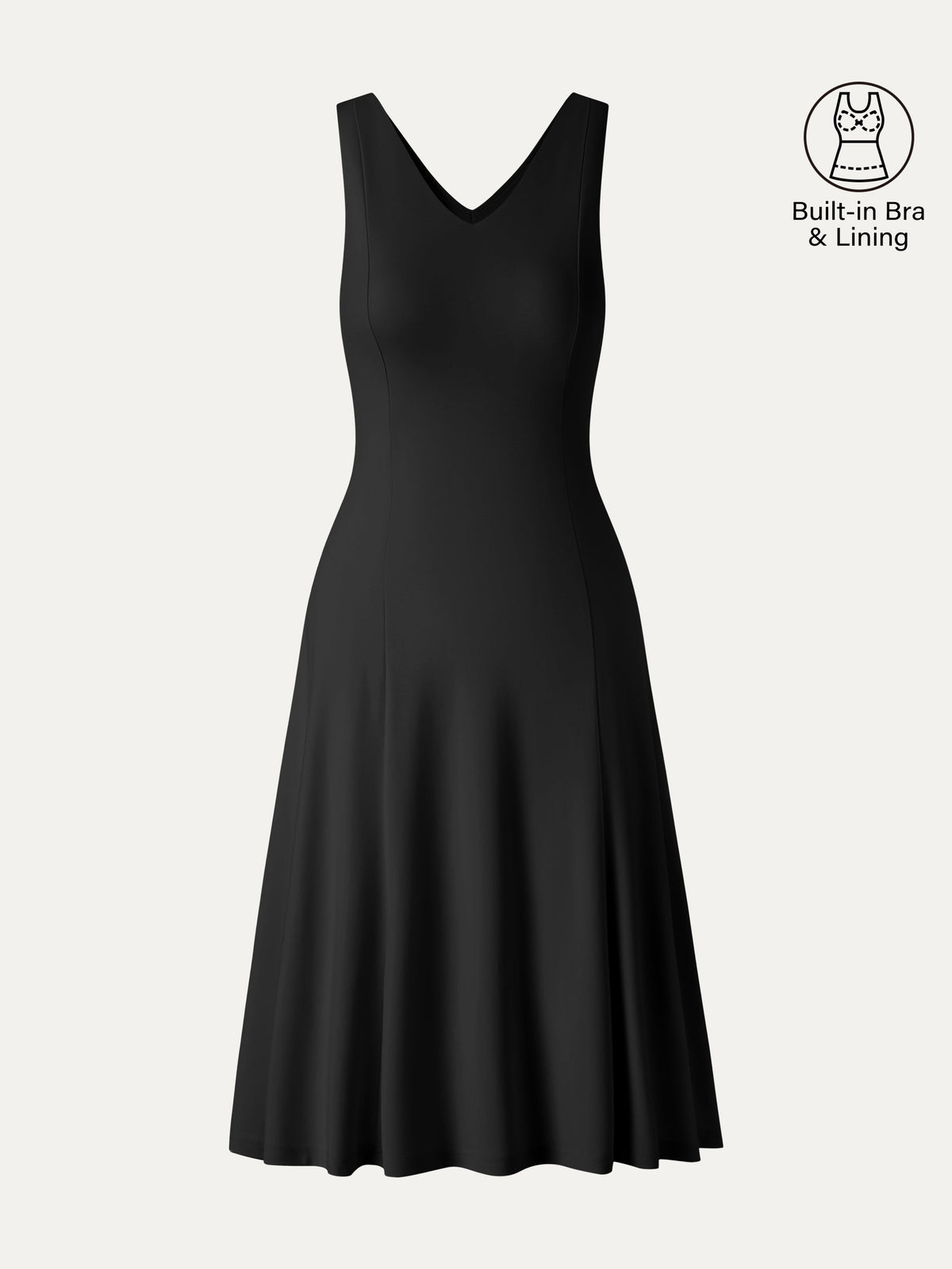 Stretch Ponte V-Neck A-Line Midi Bra Dress