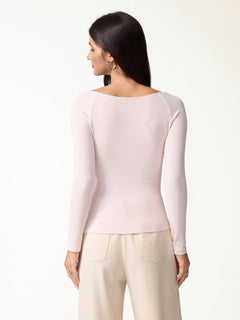 2Pcs Set Surplice Long Sleeve Ruched Top &  A-Line Midi Skirt