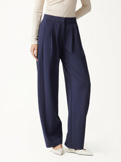 Ponte Low-Rise Ankled Barrel Pants with Pockets
