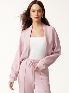 2Pcs Set Long Sleeve Drop-Shoulder Cardigan & High-Rise Flare Pants with Pockets