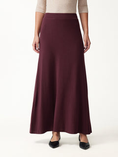 2Pcs Set Asymmetrical Neck Long Sleeve Top & High-Rise A-Line Maxi Skirt