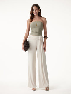 2Pcs Set Boatneck Batwing Sleeve Top & Mid-Rise Wide-Leg Lounge Pants
