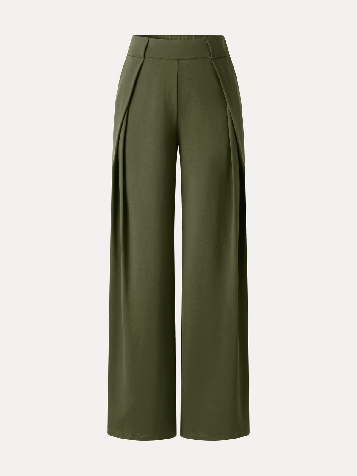 Ponte Mid-Rise  Wide-Leg Tuck Pants with Pockets
