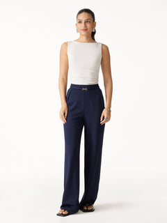 Ponte High-Rise Wide-Leg Pants with Pockets