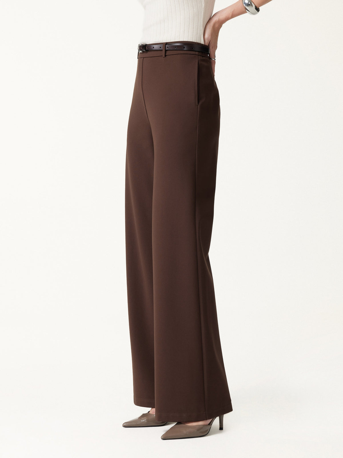 Ponte Mid-Rise Wide-Leg Pants with Pockets