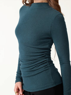 2Pcs Set Asymmetrical Long Sleeve Bra Top & A-Line Midi Skirt