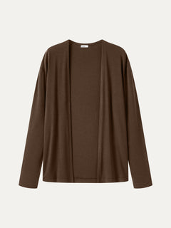 Premium Lyocell-Wool Open-Front Long Sleeve Cardigan