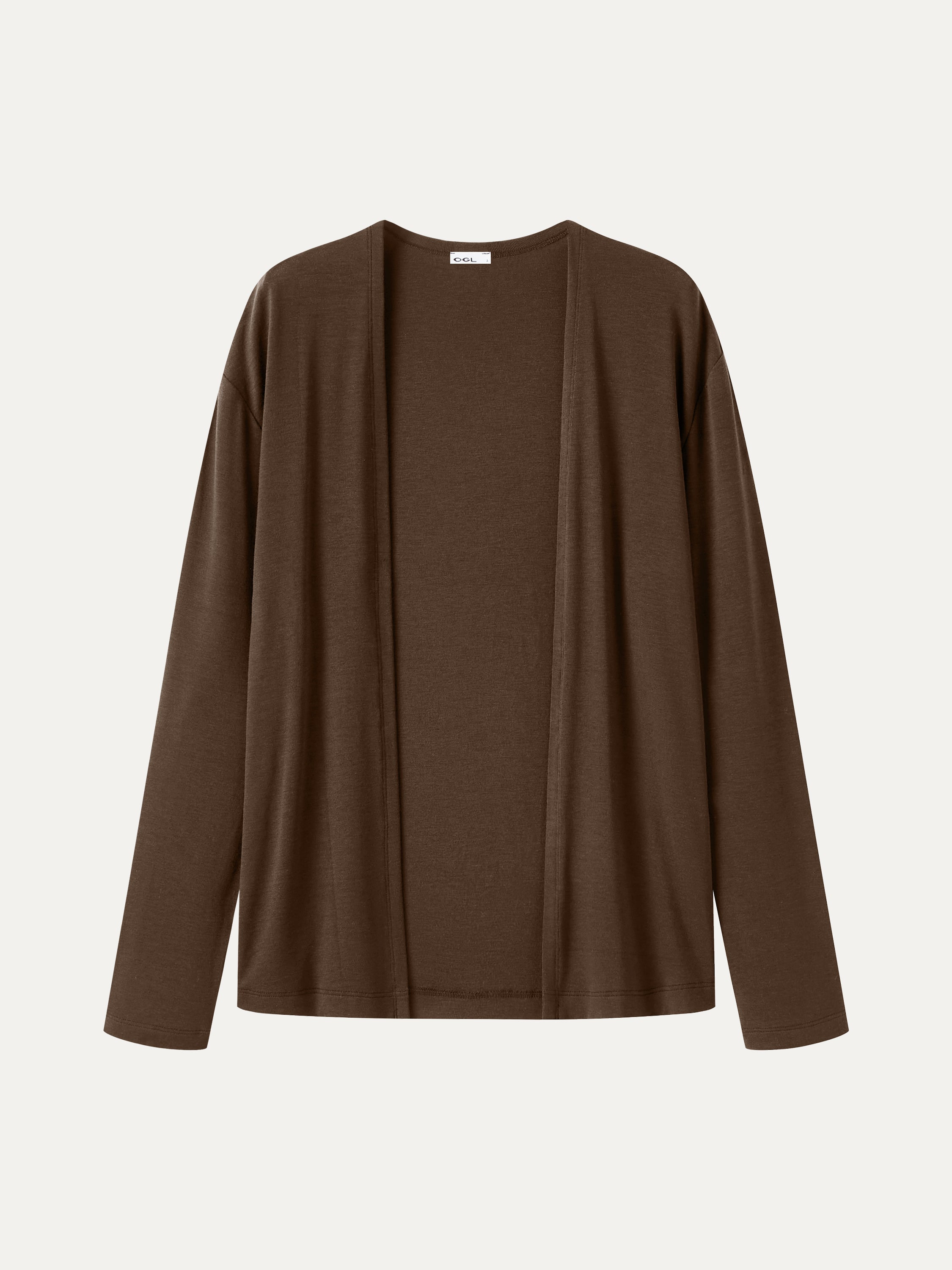 Premium Lyocell-Wool Open-Front Long Sleeve Cardigan