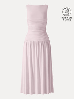 SkinKiss Cooling Boatneck Ruched Midi Bra Dress