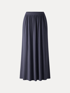 Soft Linen Knit Gathered A-Line Maxi Skirt with Pockets