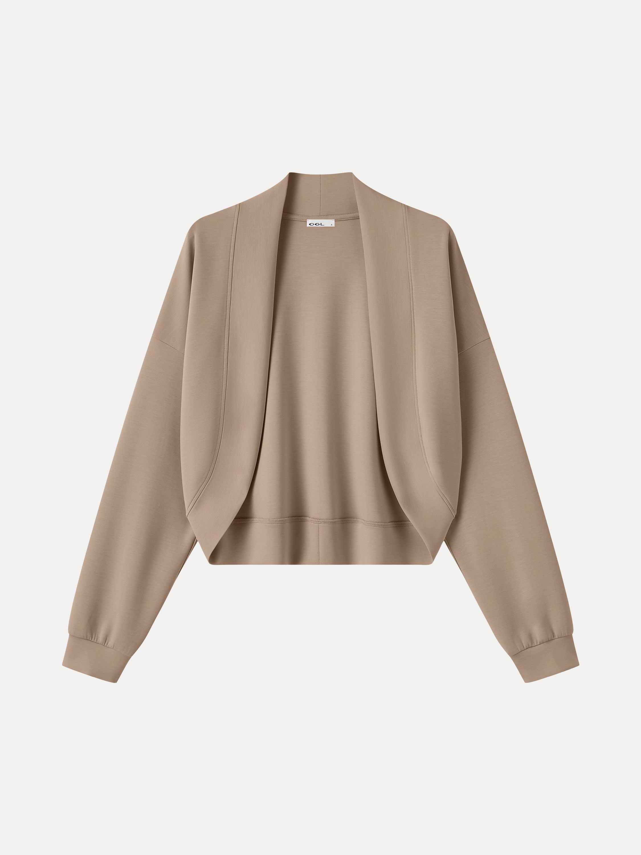 Lyocell Spacer Knit Long Sleeve Drop-Shoulder Shrug Cardigan