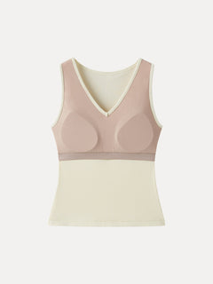 Stretch Cotton Pointelle V-neck Sleeveless Bra Tank