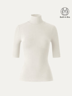 Essential Turtleneck Elbow Length Sleeve Bra Tops