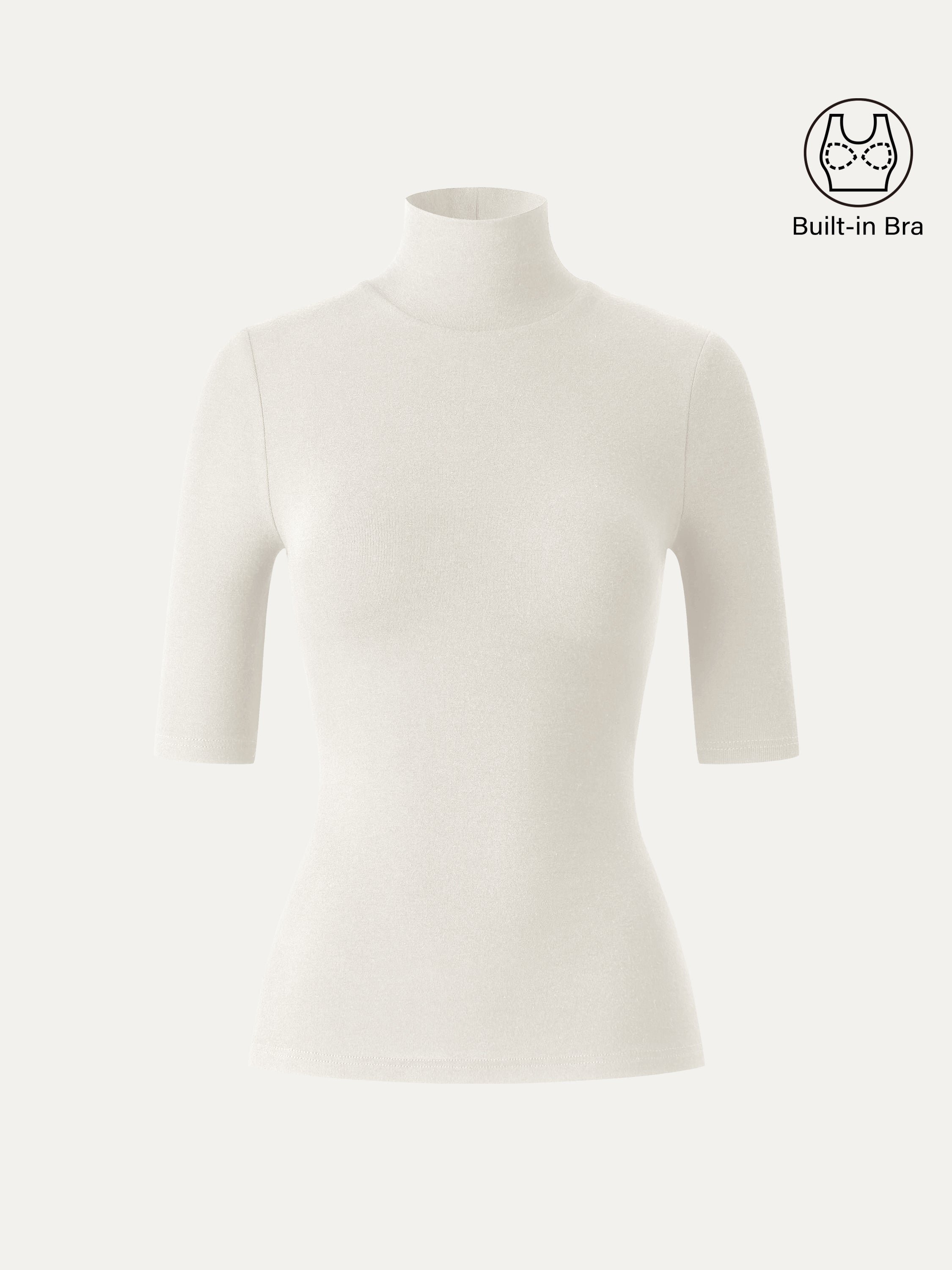 Essential Turtleneck Elbow Length Sleeve Bra Tops