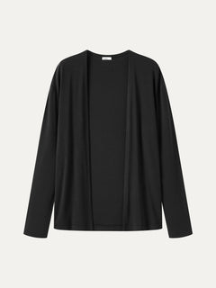 Premium Lyocell-Wool Open-Front Long Sleeve Cardigan