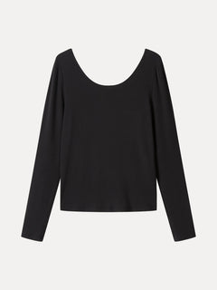 Premium Lyocell-Wool Scoop Neck Thumbhole Long Sleeve Top