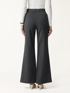 2Pcs Set V-Neck Short Sleeve Top & High-Rise Wide-Leg Pants with Pockets