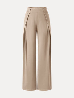 Ponte Mid-Rise  Wide-Leg Tuck Pants with Pockets