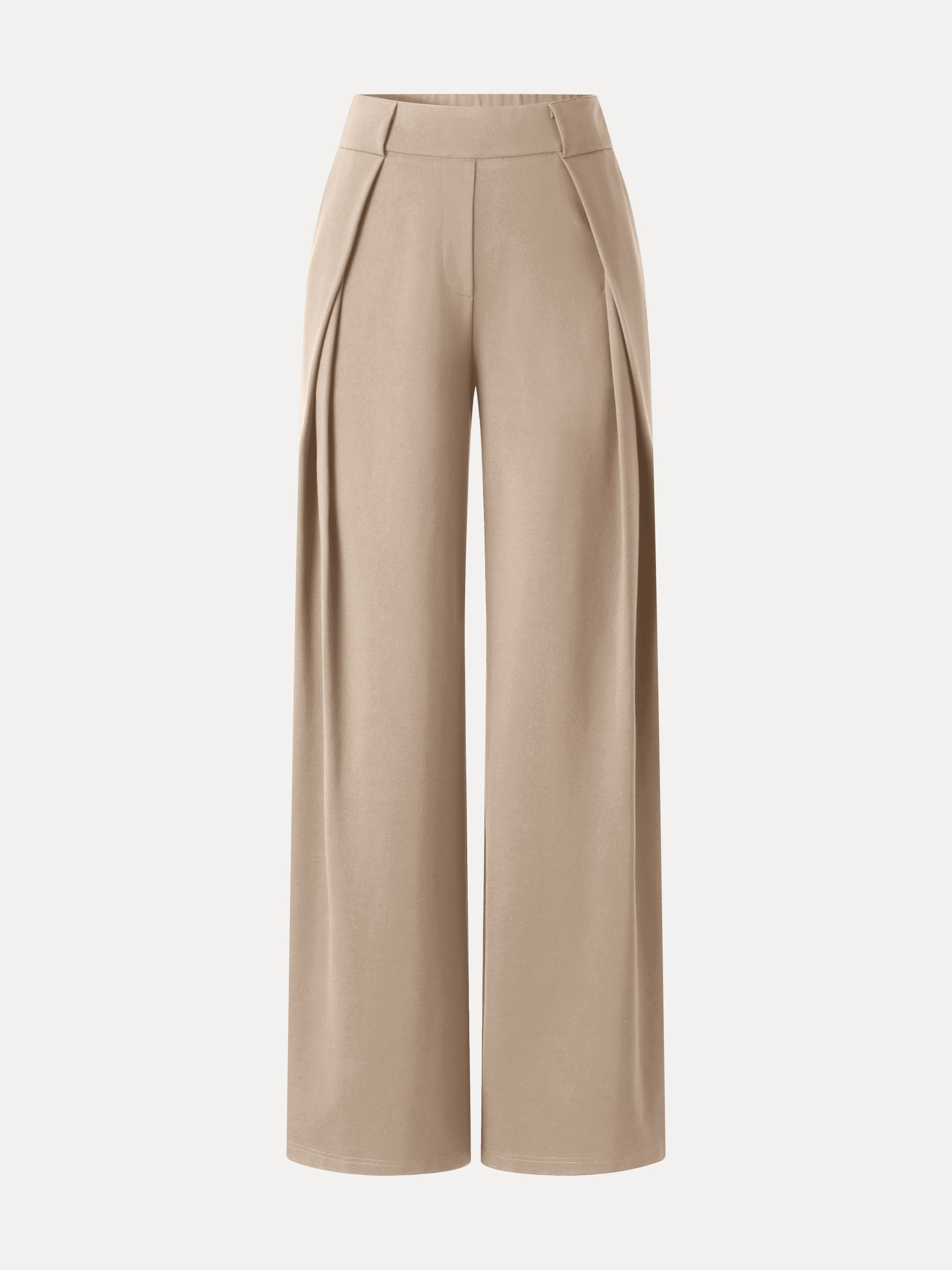 Ponte Mid-Rise  Wide-Leg Tuck Pants with Pockets