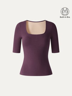 Eco-Mousse® Square Neck Elbow Sleeve Bra Top
