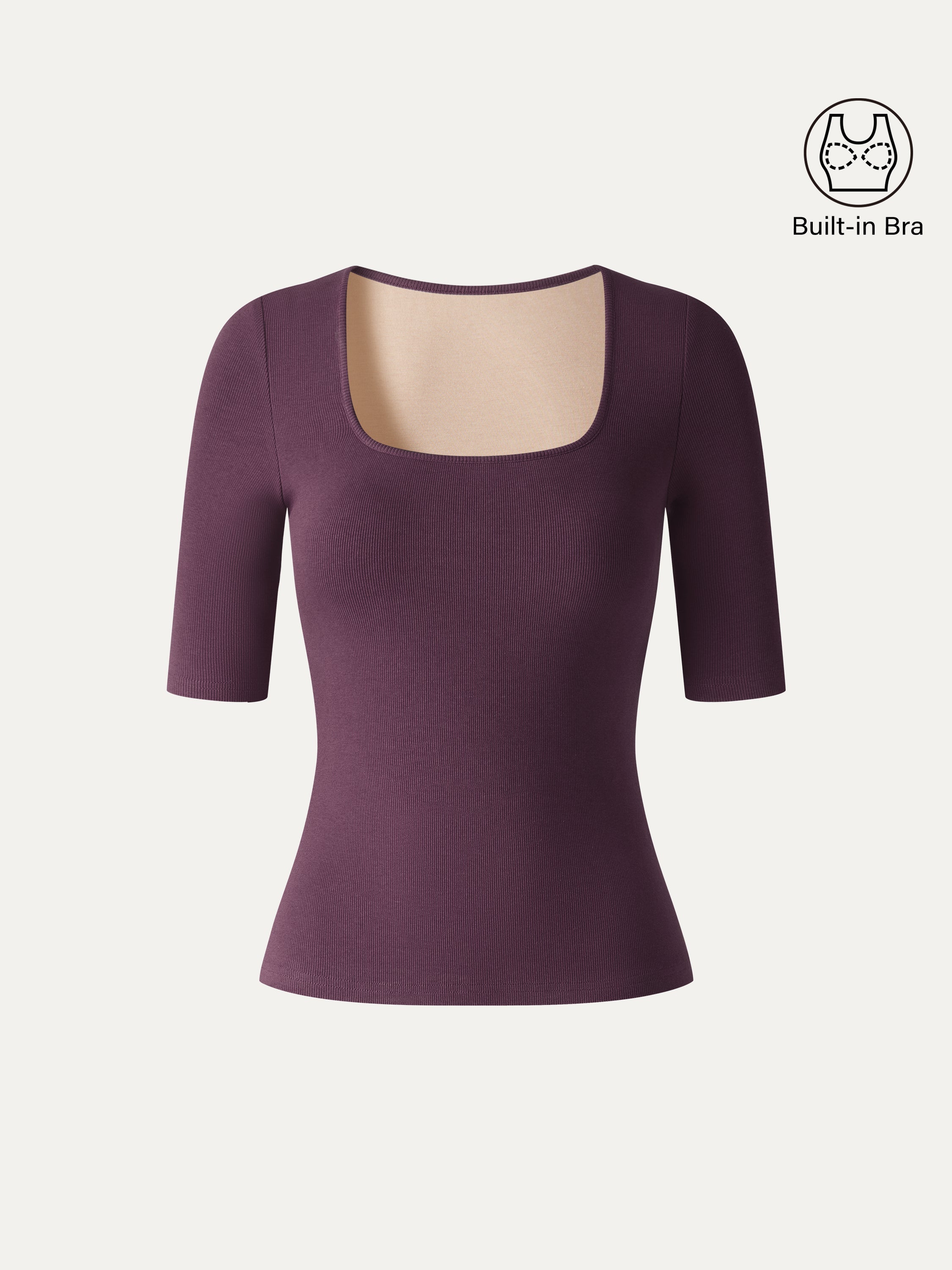 Eco-Mousse® Square Neck Elbow Sleeve Bra Top