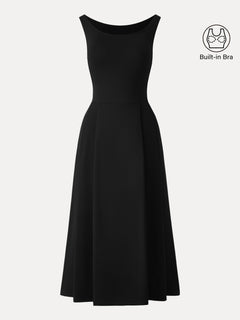 Balletic Scoop Neck Midi Bra Dress with Pockets
