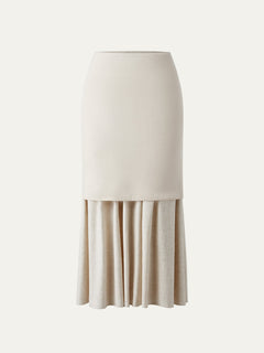 European Linen Smocked Waist Skirt with Pockets