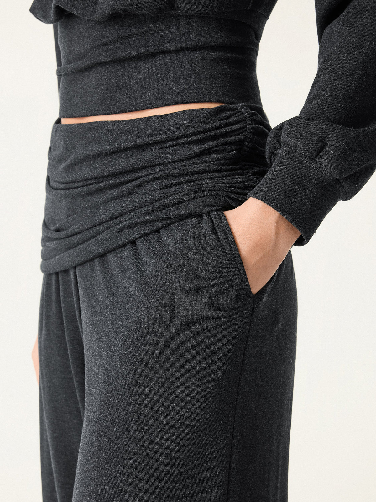 Non-Itchy Wool Blend Drapey Wide Leg Pull-on Pants with Pockets