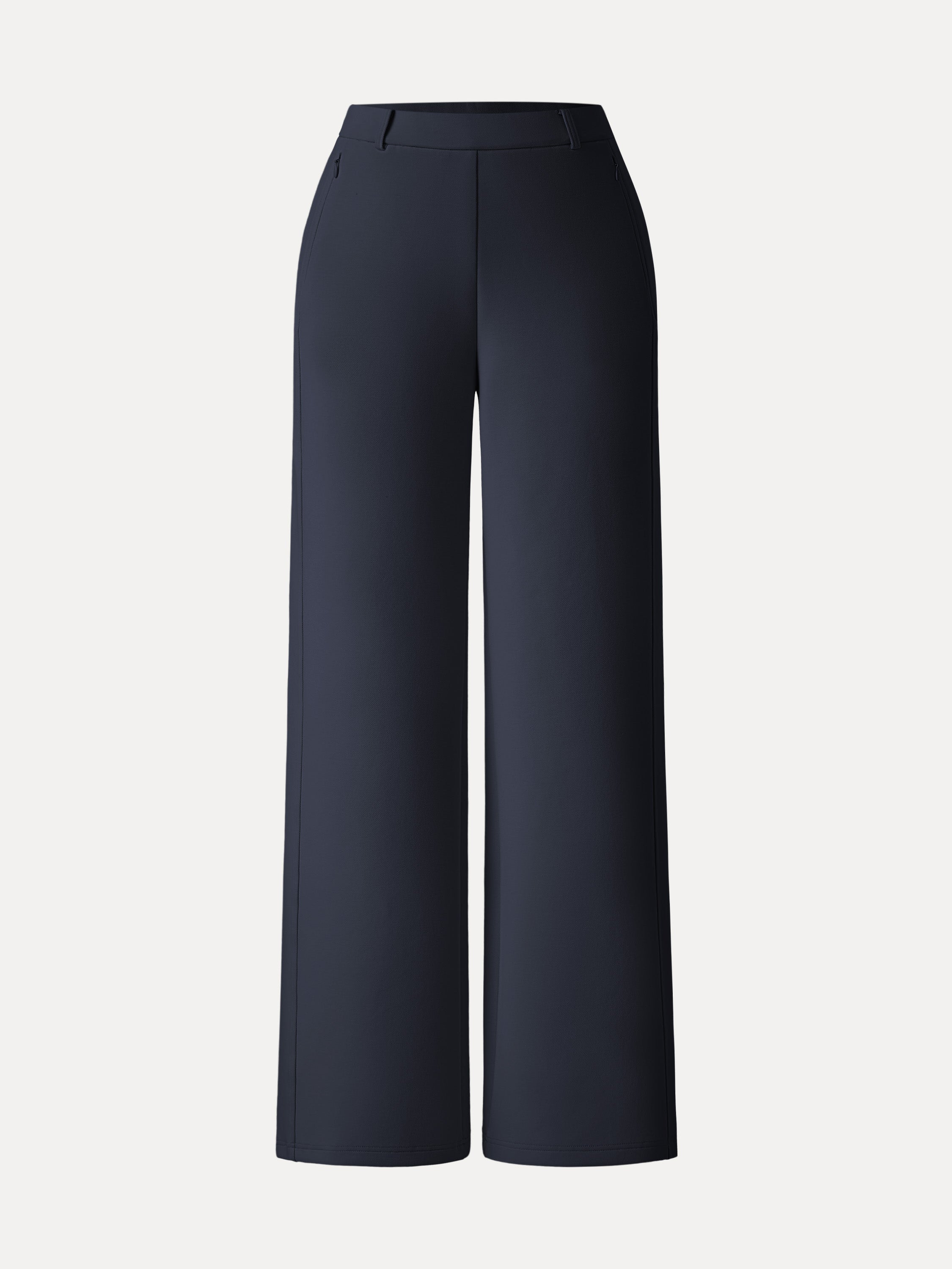 Stretch Cotton Blend Slimming High Rise Wide Leg Pants
