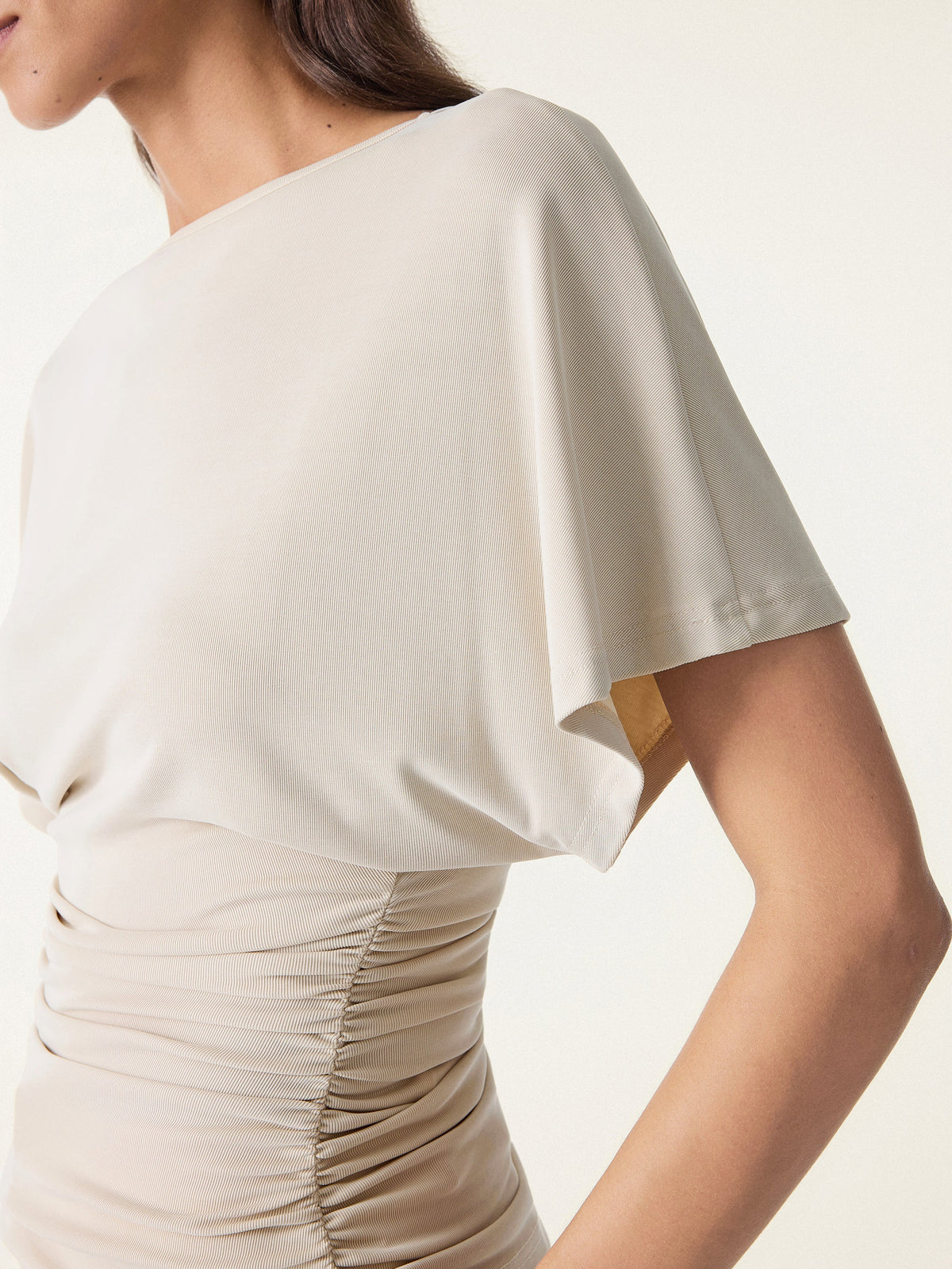 2Pcs Set Boatneck Batwing Sleeve Top & Mid-Rise Wide-Leg Lounge Pants