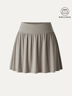 Matte Smooth Gathered A-Line Skort