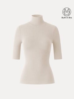 Essential Turtleneck Elbow Length Sleeve Bra Tops