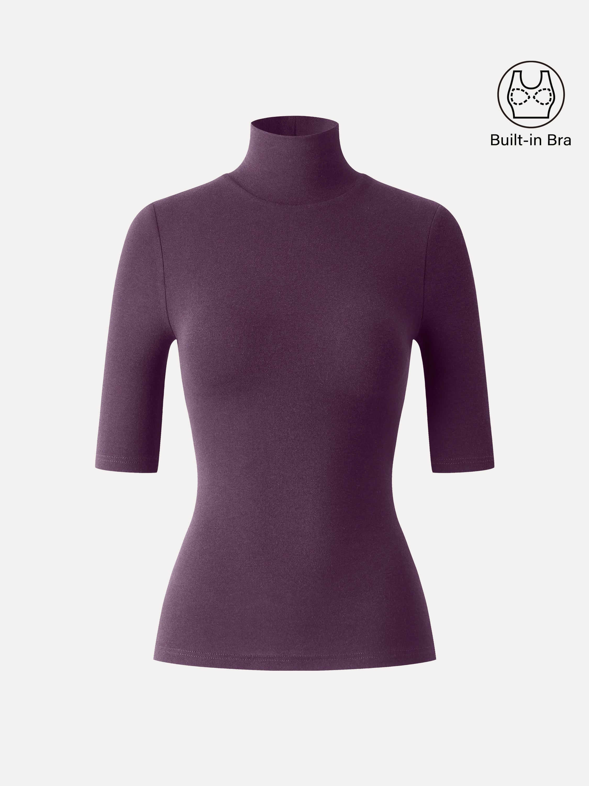 Essential Turtleneck Elbow Length Sleeve Bra Tops