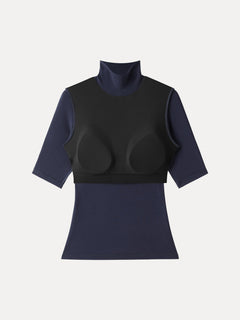 Essential Turtleneck Elbow Length Sleeve Bra Tops