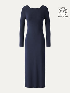 Eco-Mousse® Boatneck Open-Back Midi Bra Dress