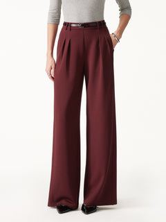 2Pcs Set Mock Neck Batwing Sleeve Top & High-Rise Wide-Leg Pants with Pockets