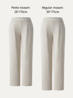 Sandwashed Spacer Mid Rise Straight Leg Pull-on Trousers with Pockets