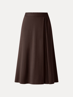 Ponte Mid-Rise Tucked A-Line Midi Skirt with Pockets