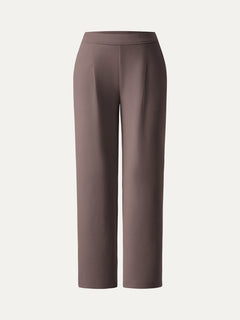 Sandwashed Spacer Mid Rise Straight Leg Pull-on Trousers with Pockets