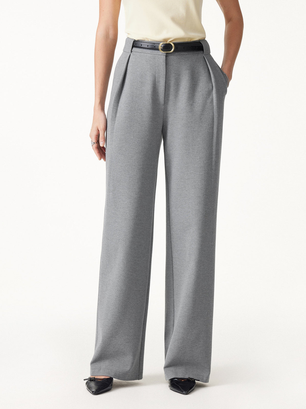 Ponte High-Rise Straight-Leg Pants with Pockets