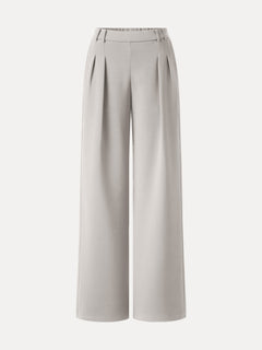 Lyocell Spacer Knit High-Rise Wide-Leg Tuck Pants with Pockets