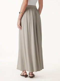 2Pcs Set Round Neck Top & A-Line Maxi Skirt
