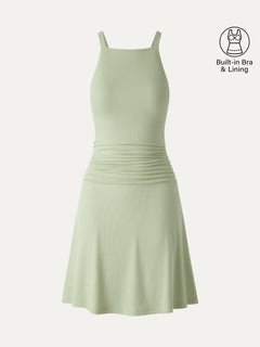 CoolTouch Square Neck Ruched Mini Bra Dress