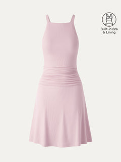 CoolTouch Square Neck Ruched Mini Bra Dress