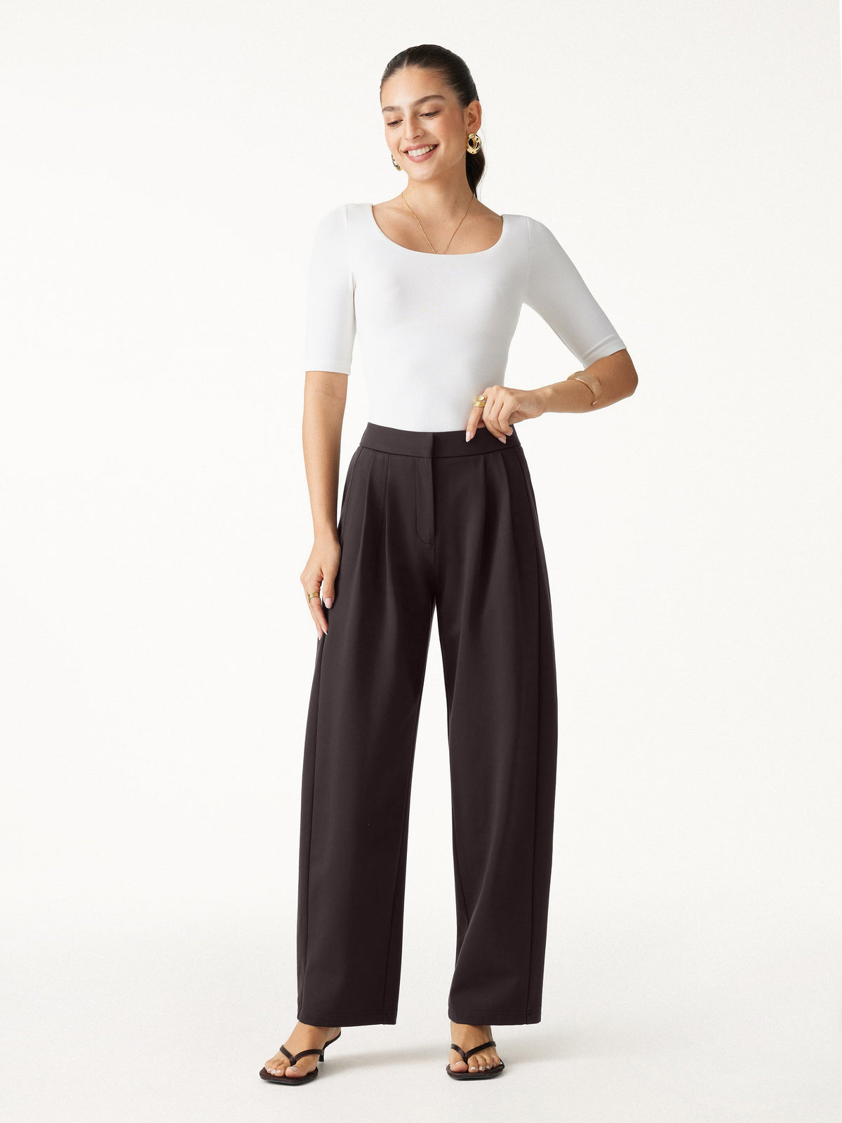 Ponte Low-Rise Ankled Barrel Pants with Pockets