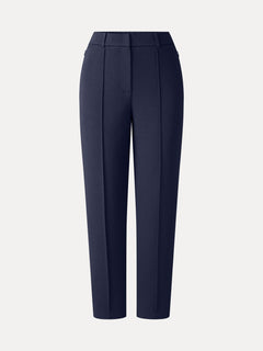 Modal Blend Ponte High-Rise Ankled Slim-Straight Pants with Pockets
