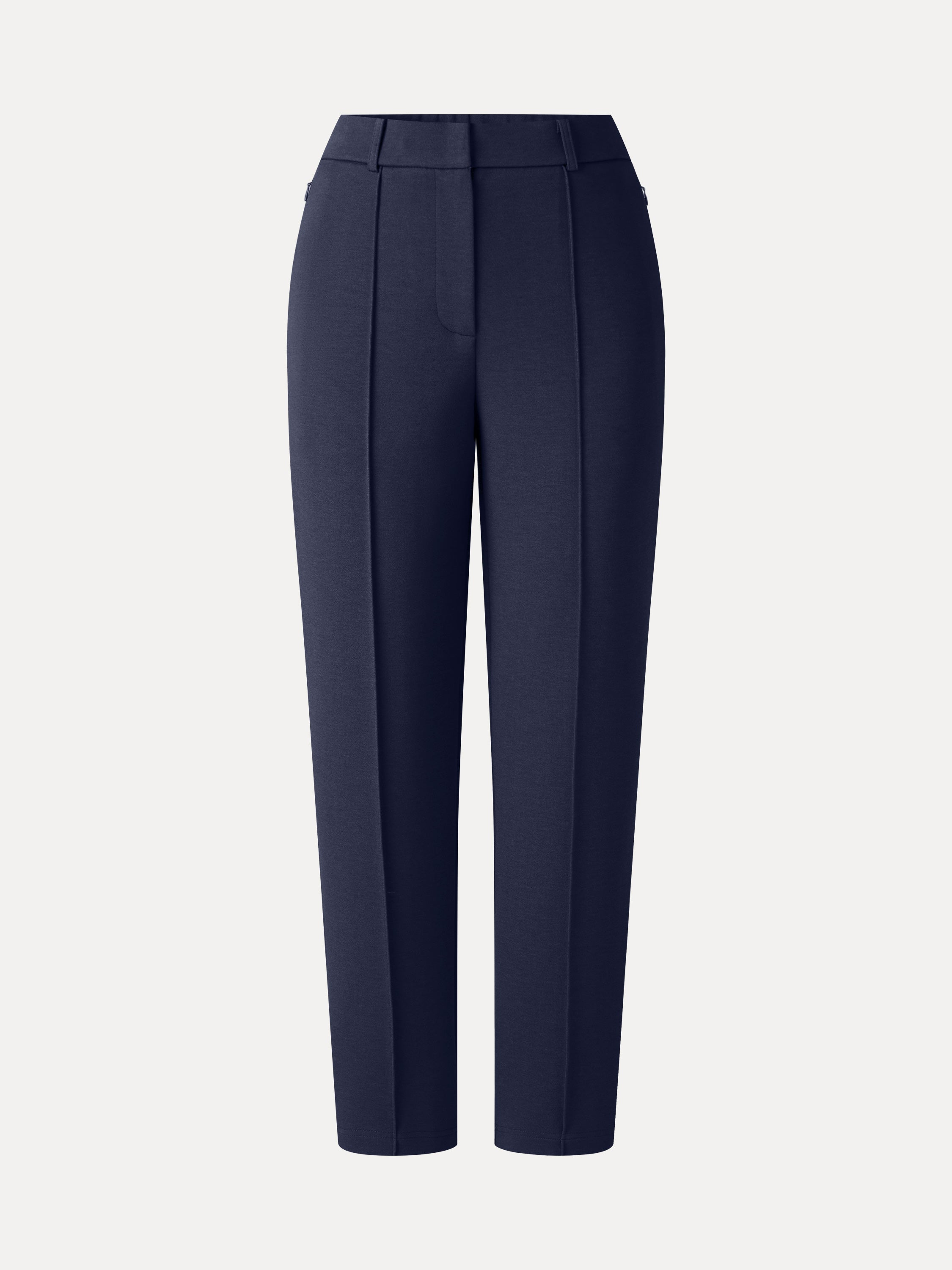 Modal Blend Ponte High-Rise Ankled Slim-Straight Pants with Pockets