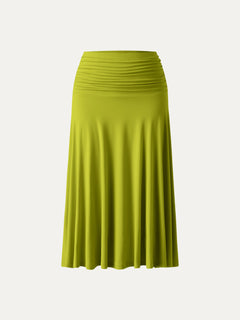 Flowy Side Ruched A-line Midi Skirt