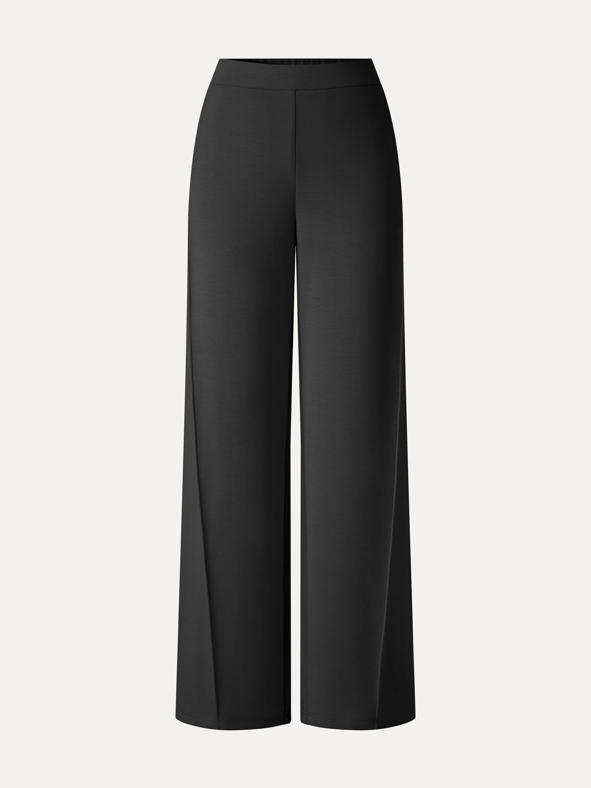 Modal Spacer Knit High-Rise Wide-Leg Pants with Pockets