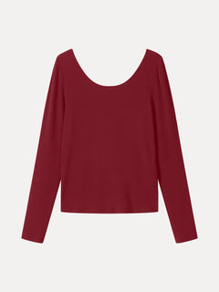 Premium Lyocell-Wool Scoop Neck Thumbhole Long Sleeve Top